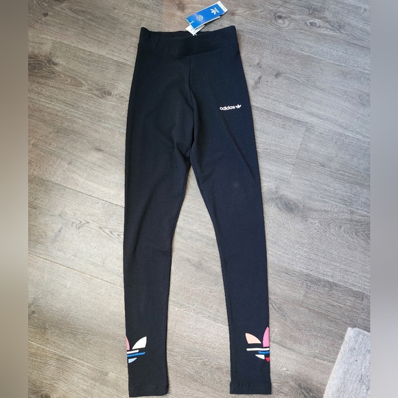 NWT! Adidas Originals Shattered Trefoil Women's Black Tights leggings XS - Picture 2 of 6